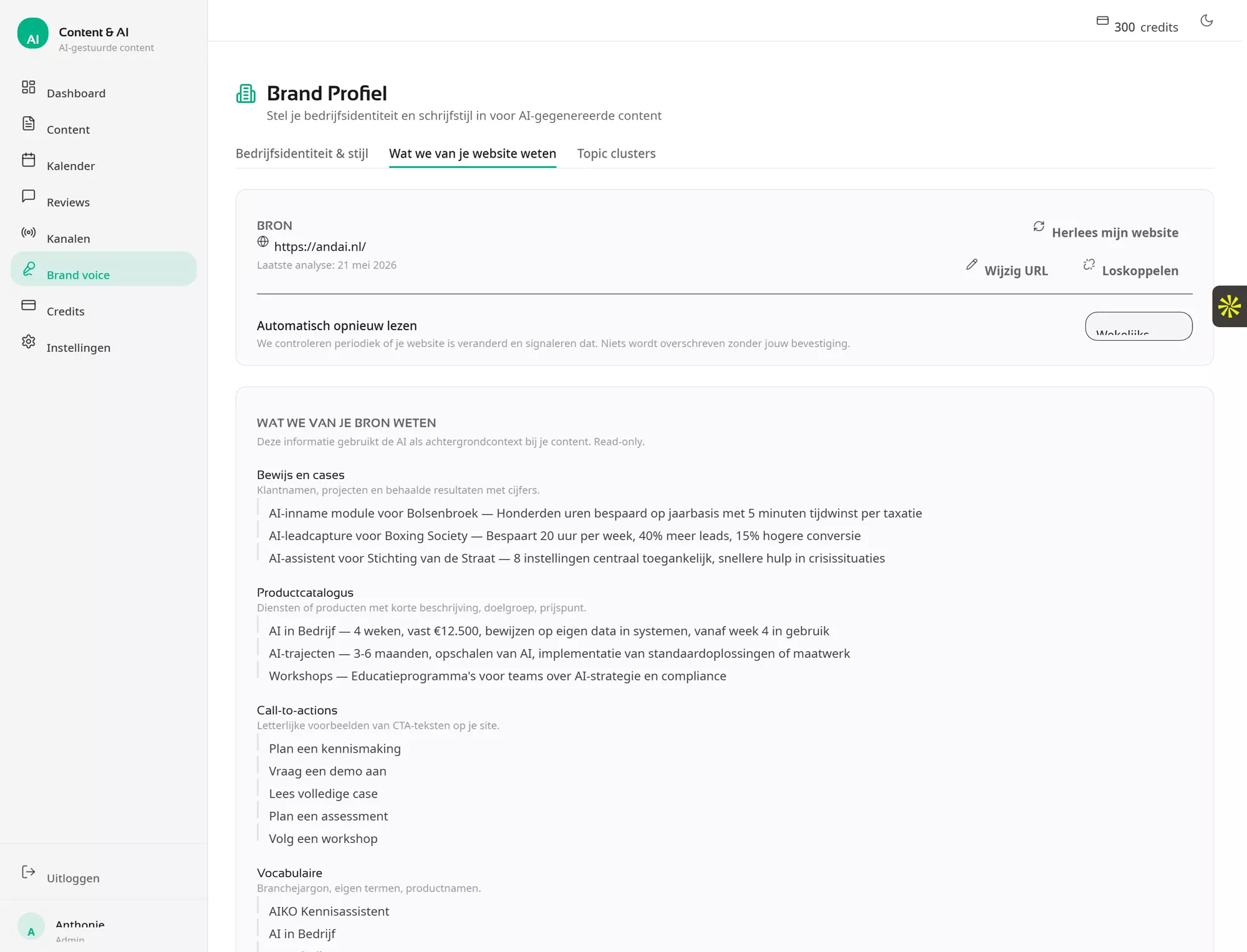 Wat Content & AI van je website weet
